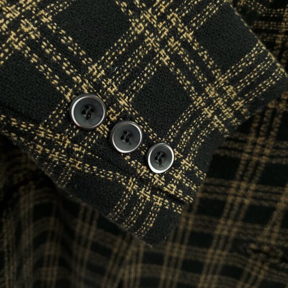 VTG 90s Worthington Tweed Wool-Blend Grid-Plaid Blazer 10P Brown/Black - Picture 8 of 15